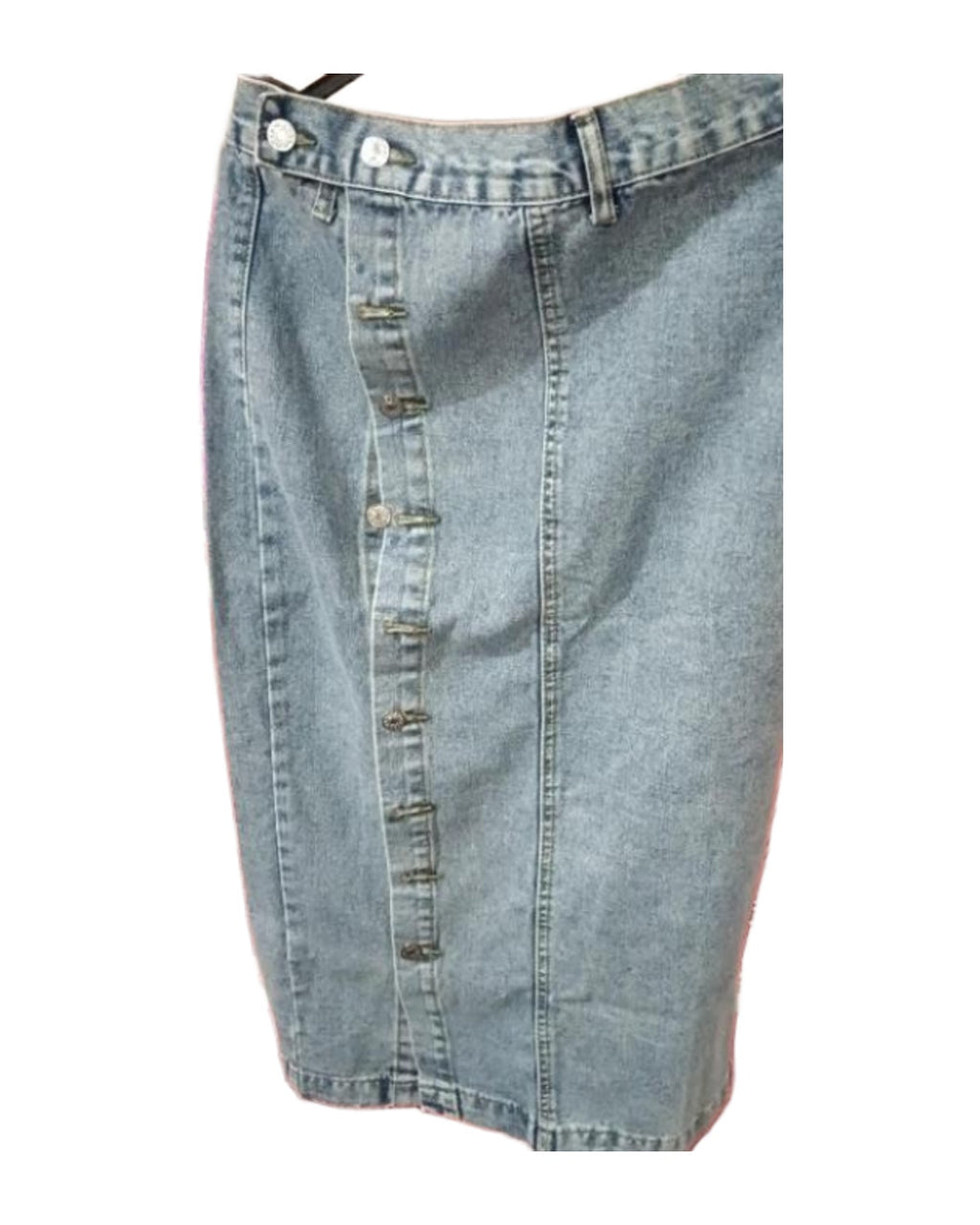 Button Irregular Slit Denim High Waist Skirt photo 10