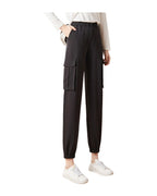 Cargo Pants Elastic High Waist Cropped Trousers Casual photo 4