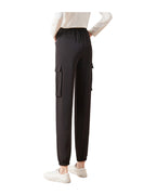 Cargo Pants Elastic High Waist Cropped Trousers Casual photo 5