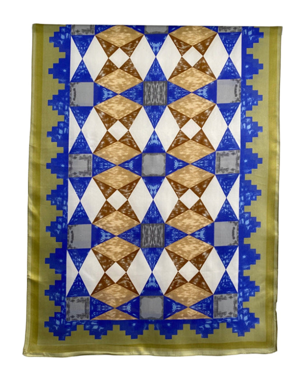 Retro Geometric Pattern Silk Satin Scarf photo 1