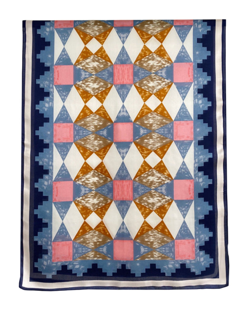 Retro Geometric Pattern Silk Satin Scarf photo 2