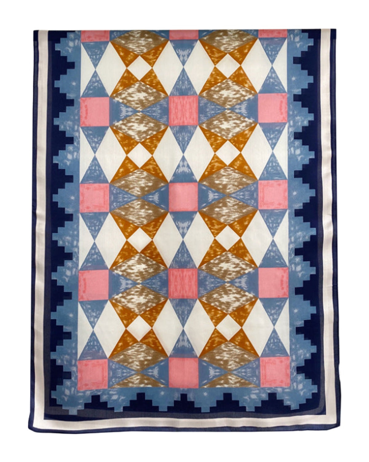 Retro Geometric Pattern Silk Satin Scarf photo 2