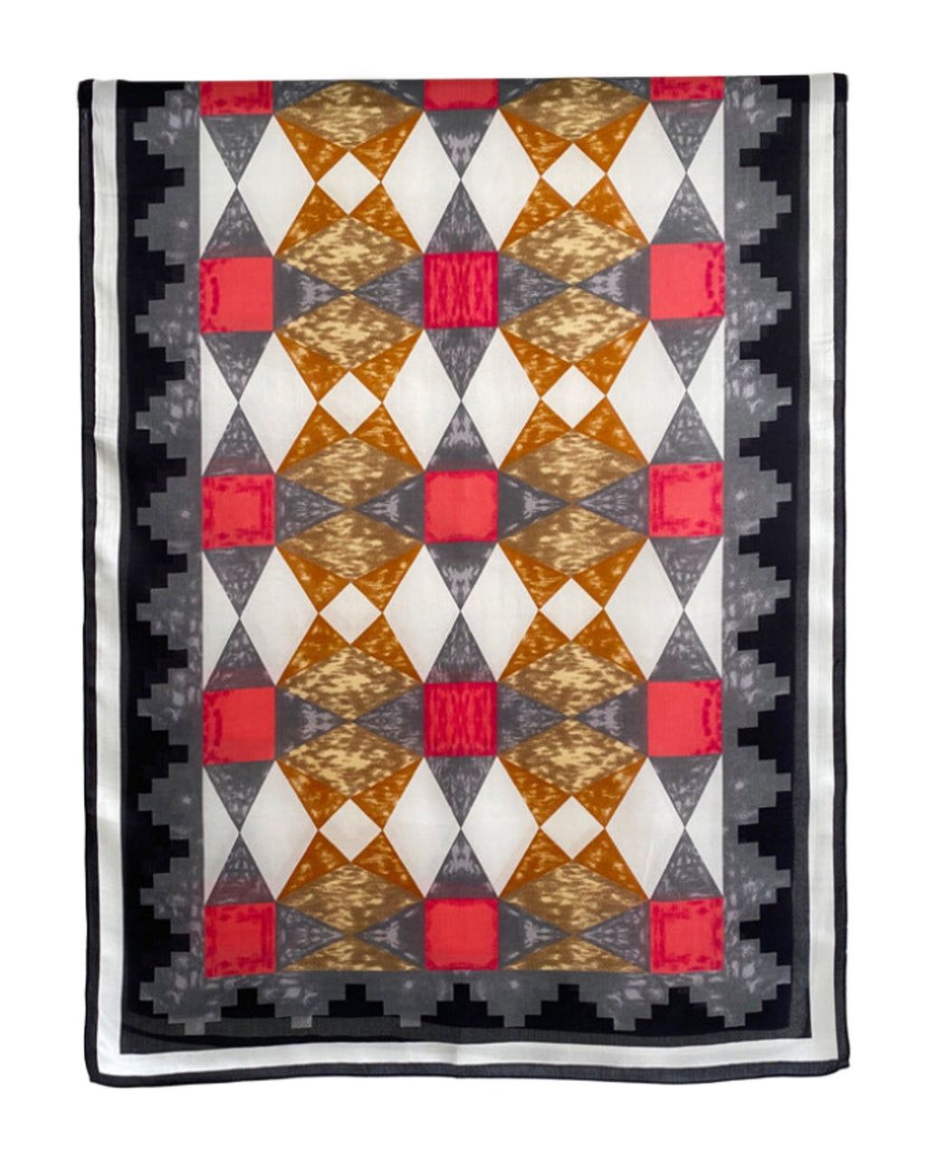 Retro Geometric Pattern Silk Satin Scarf photo 4