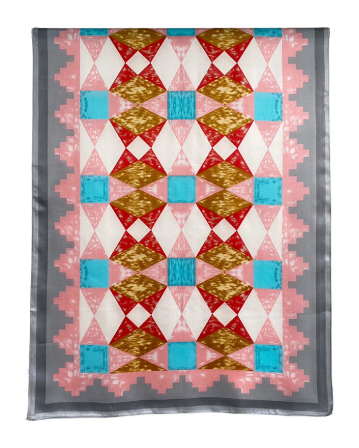 Retro Geometric Pattern Silk Satin Scarf photo 6
