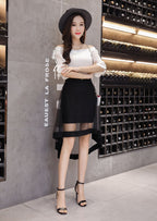 Black Mid-Length Dovetail Skirt
