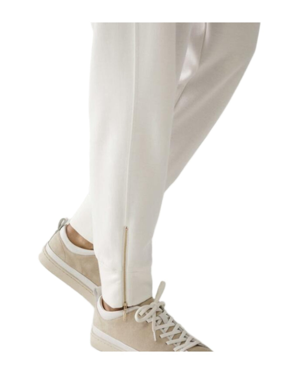 Zippered Trousers White Jogging Casual Pants photo 1