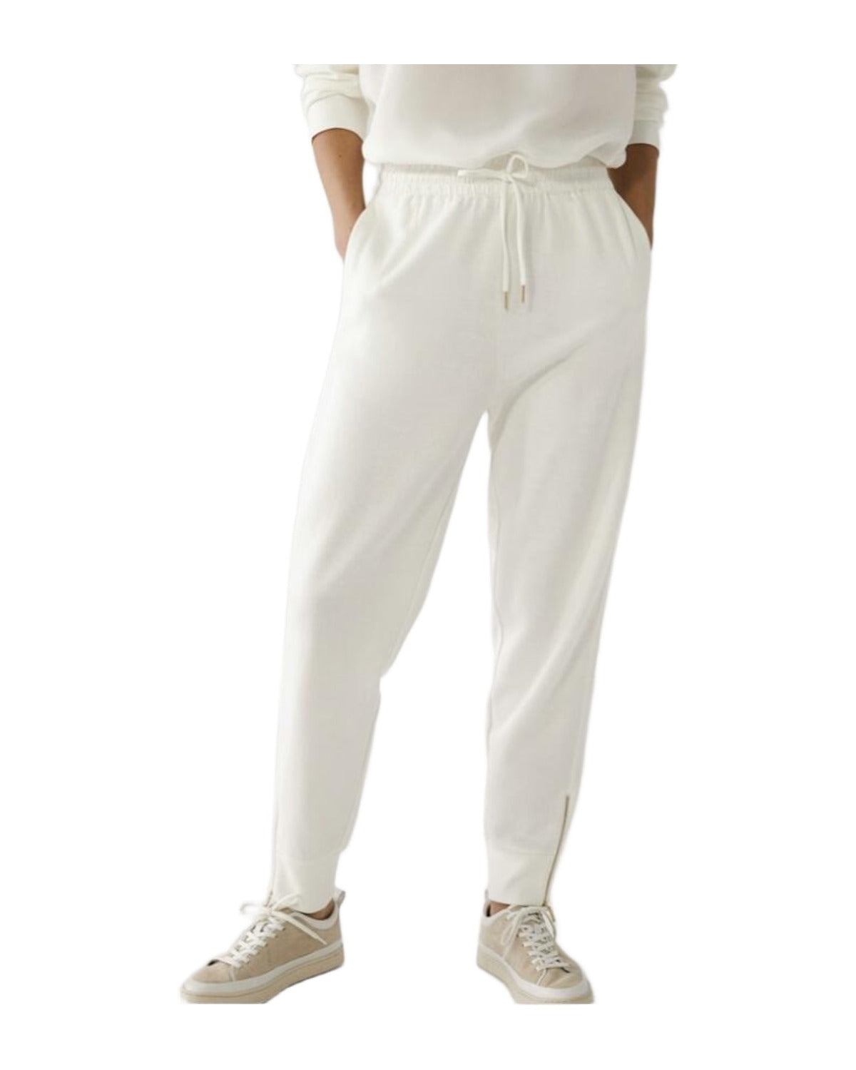Zippered Trousers White Jogging Casual Pants photo 4