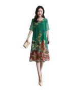 Mom's Loose Thin Floral Chiffon Skirt photo 3