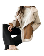 Suede Jacket Short Lamb Velvet Motorcycle photo 3