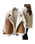 Suede Jacket Short Lamb Velvet Motorcycle photo 6