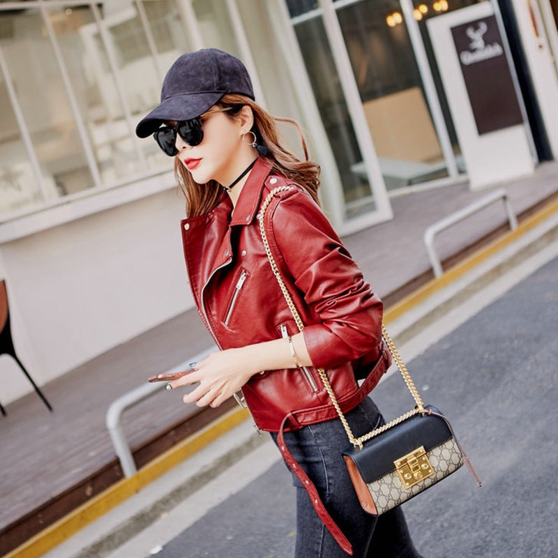 Slim Faux Leather Motorcycle Jacket