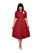Round Neck Plus Size Mother's Dress Pleated photo 1