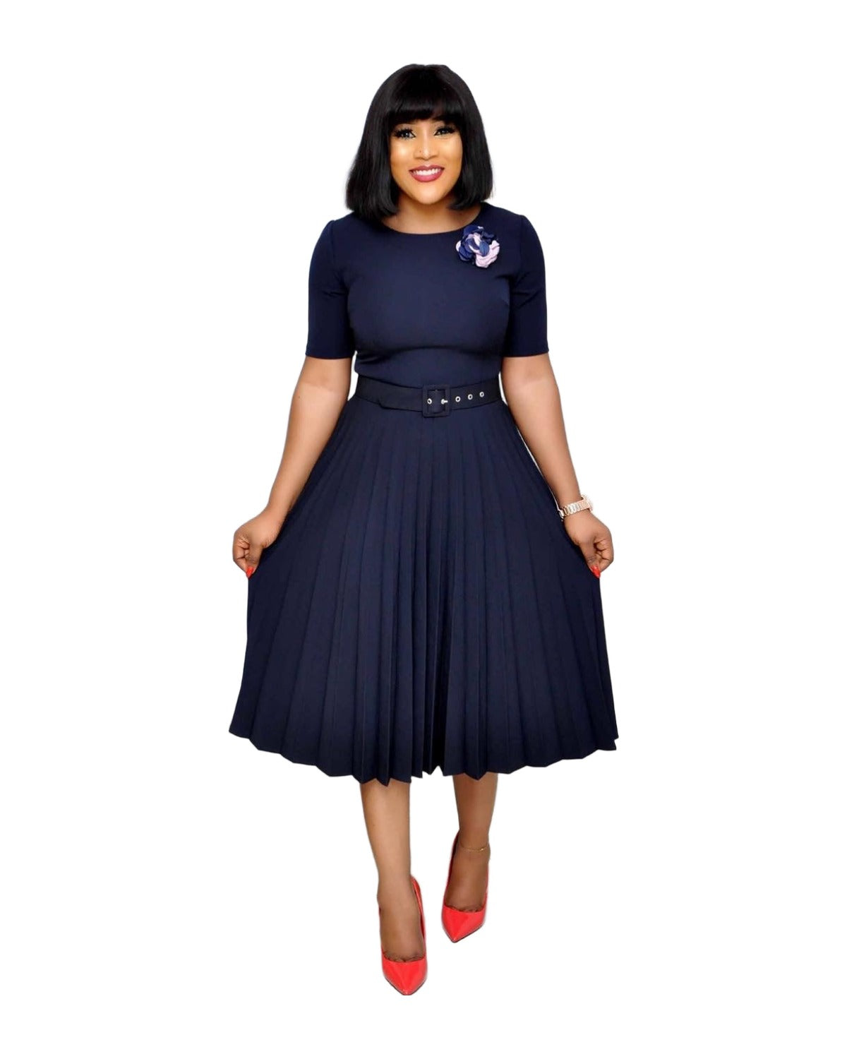 Round Neck Plus Size Mother's Dress Pleated photo 5