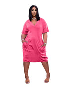 Loose V-neck Casual Dress Pockets photo 13