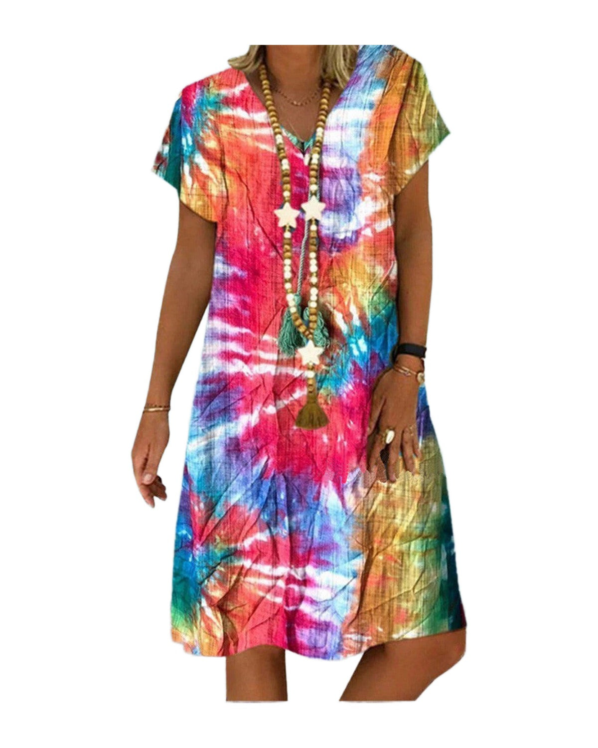 Printed V-neck Dress photo 1