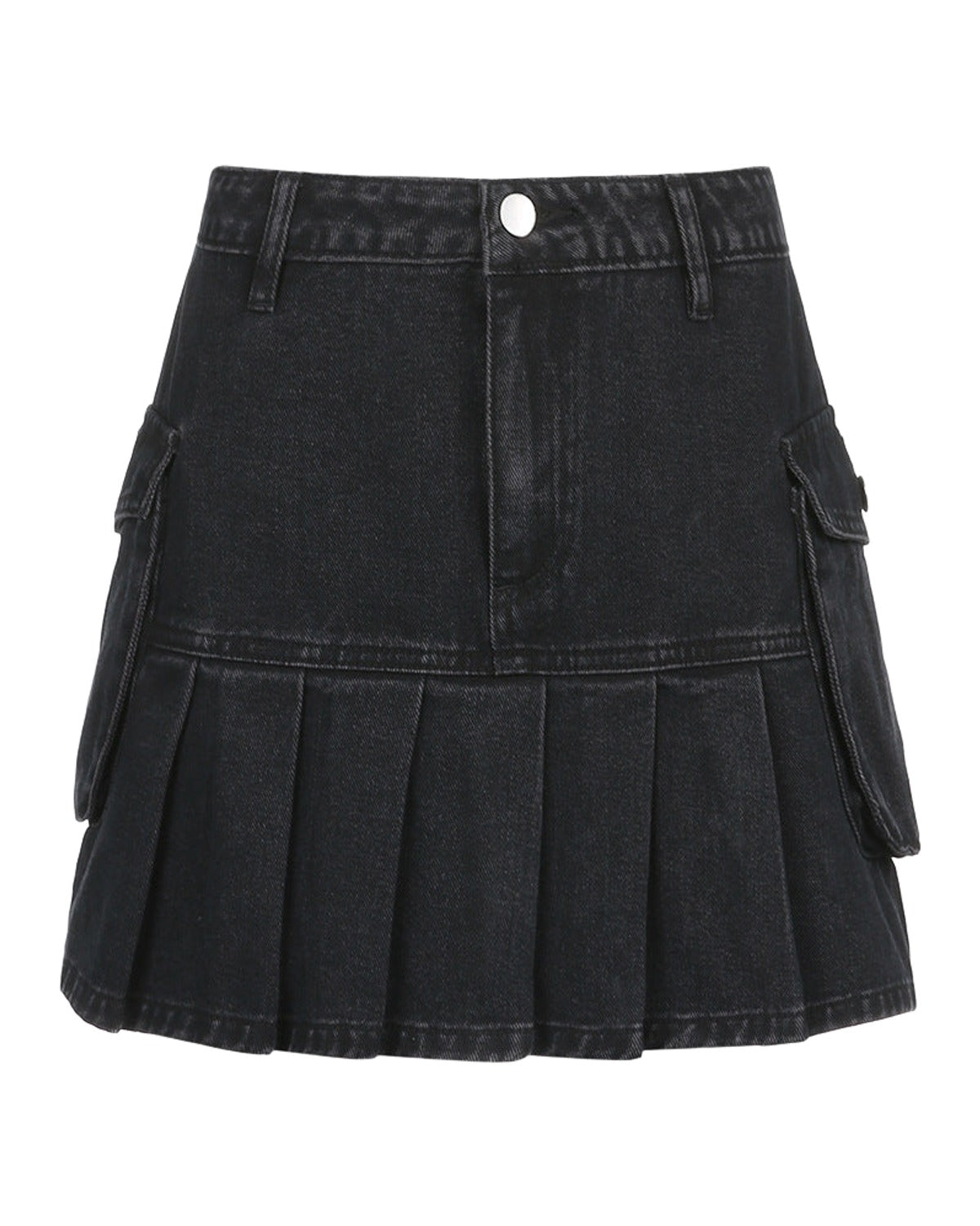 Denim Pleated Skirt High Waist photo 2