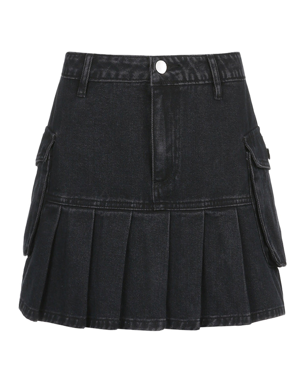 Denim Pleated Skirt High Waist photo 4
