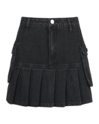 Denim Pleated Skirt High Waist photo 4