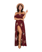 One-shoulder Tube Top Chiffon Printed Split Dress Spot photo 4