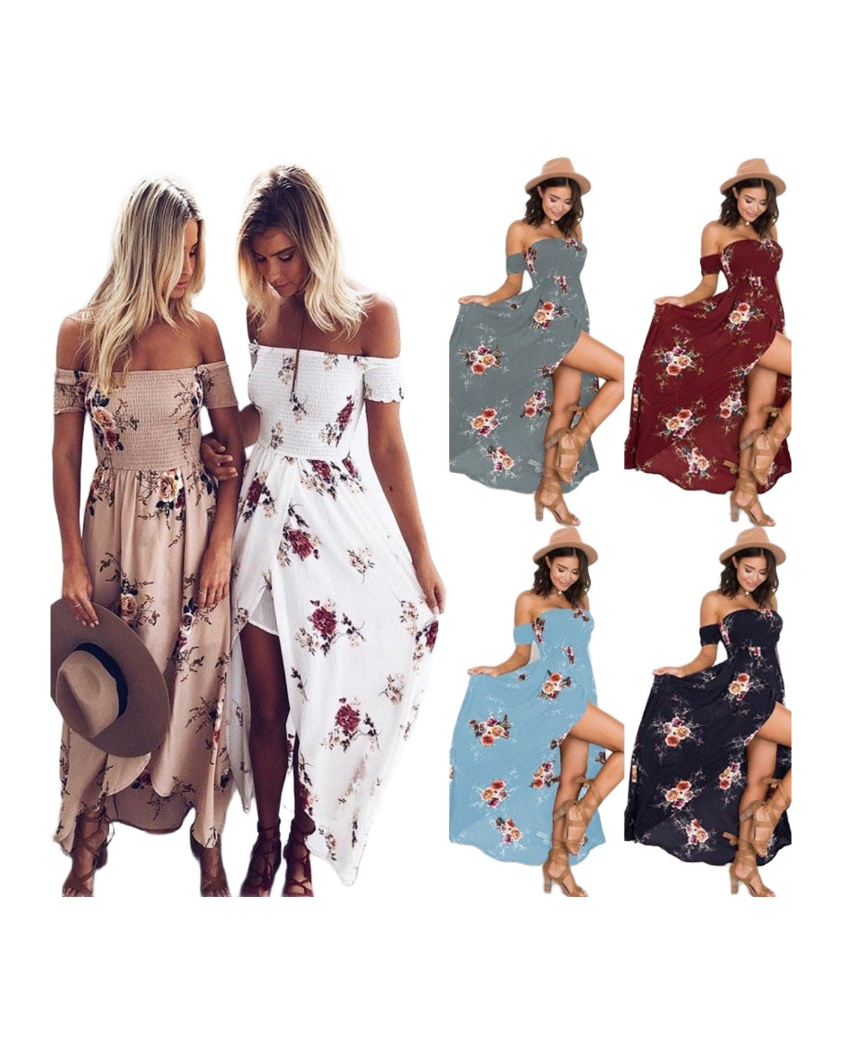 One-shoulder Tube Top Chiffon Printed Split Dress Spot photo 6