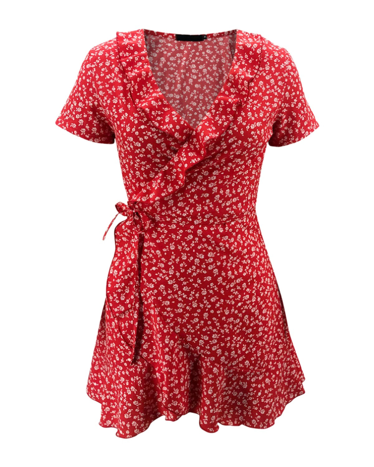 Summer V-neck Ruffled Lace A-line Slim Dress photo 3