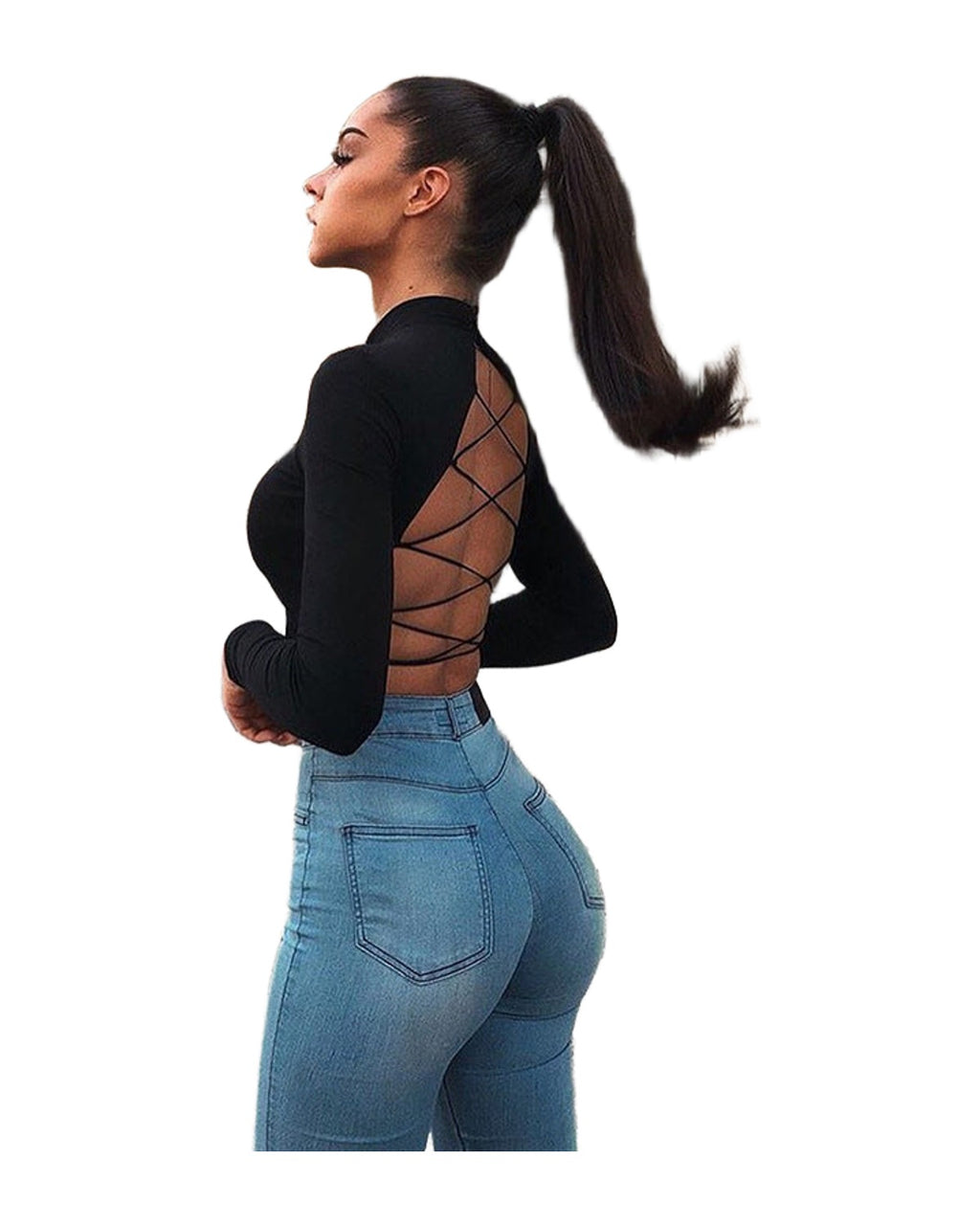 Hollow Slim-fit Lace-up Long-sleeved Top Bottoming Shirt photo 6