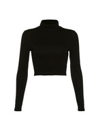 Hollow Slim-fit Lace-up Long-sleeved Top Bottoming Shirt