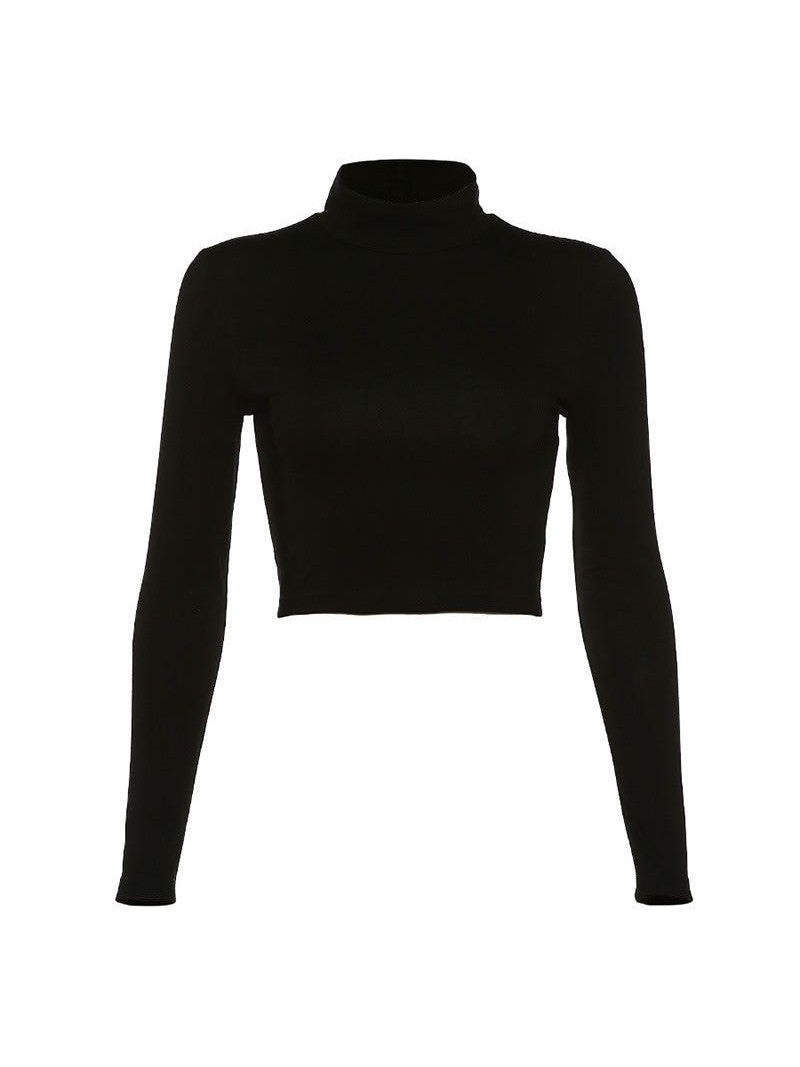 Hollow Slim-fit Lace-up Long-sleeved Top Bottoming Shirt