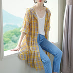 Plaid Cotton Mid-Length Shirt