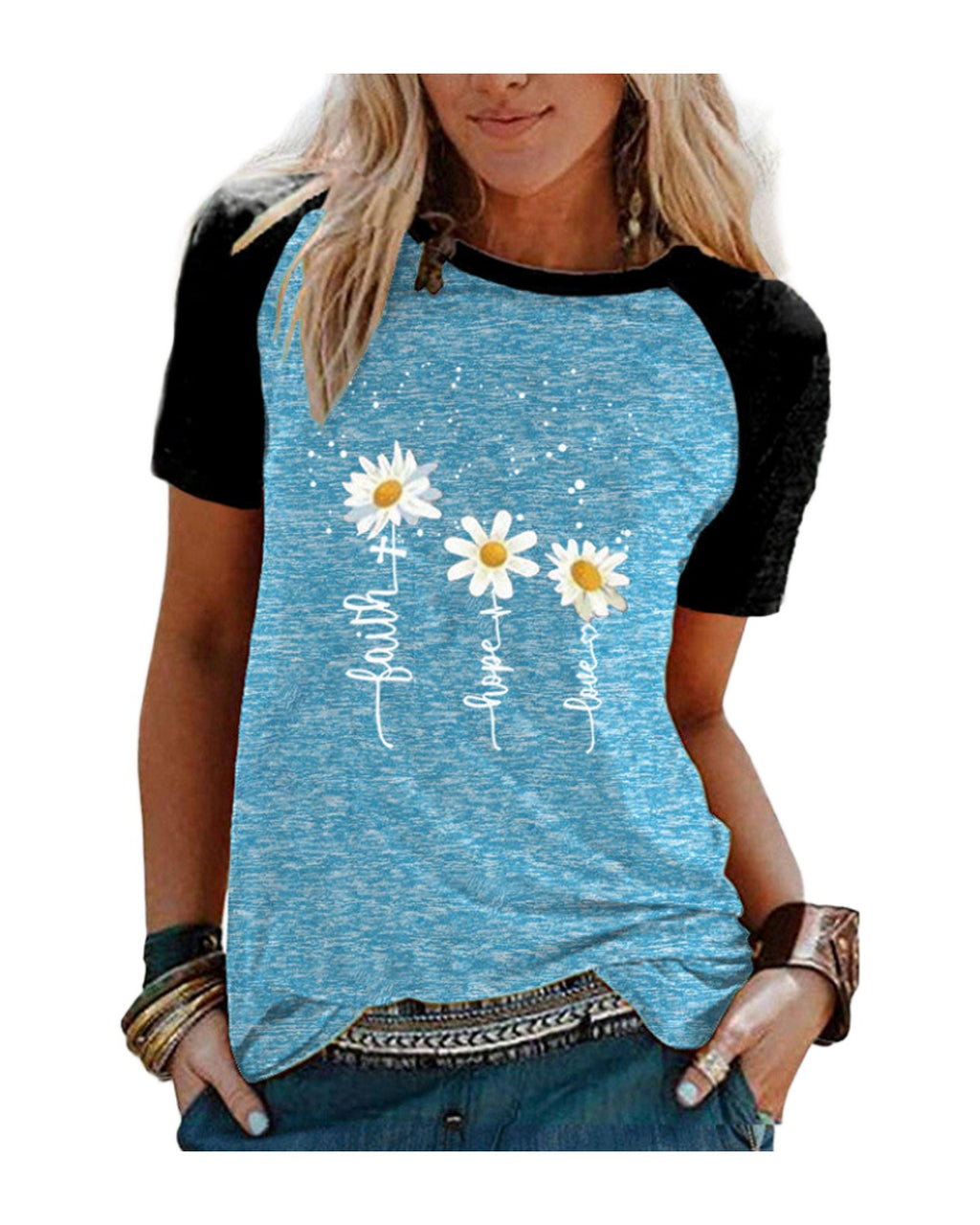 Three Little Daisies Print Short-sleeved T-shirt photo 1