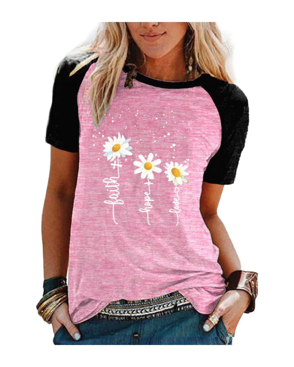 Three Little Daisies Print Short-sleeved T-shirt photo 3