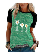 Three Little Daisies Print Short-sleeved T-shirt photo 7