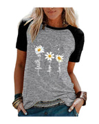Three Little Daisies Print Short-sleeved T-shirt photo 8