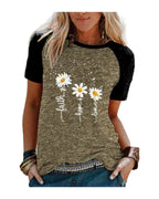 Three Little Daisies Print Short-sleeved T-shirt photo 9