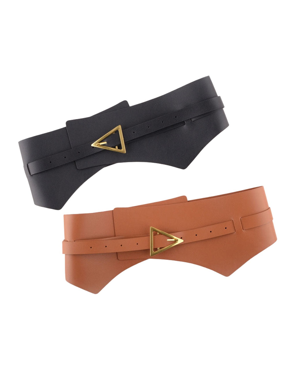 Faux Leather Pu Waist Belt Triangle Buckle Wide Girdle photo 2