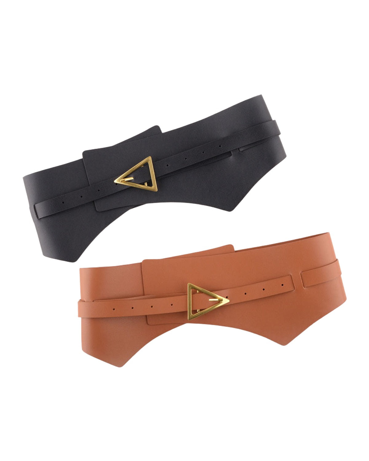 Faux Leather Pu Waist Belt Triangle Buckle Wide Girdle photo 2
