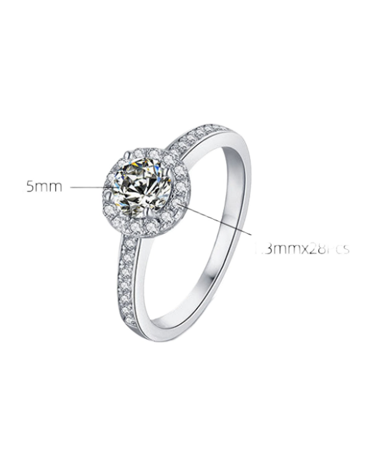 Round Bag 0.5 Carat 925 Sterling Silver Moissanite Ring photo 3