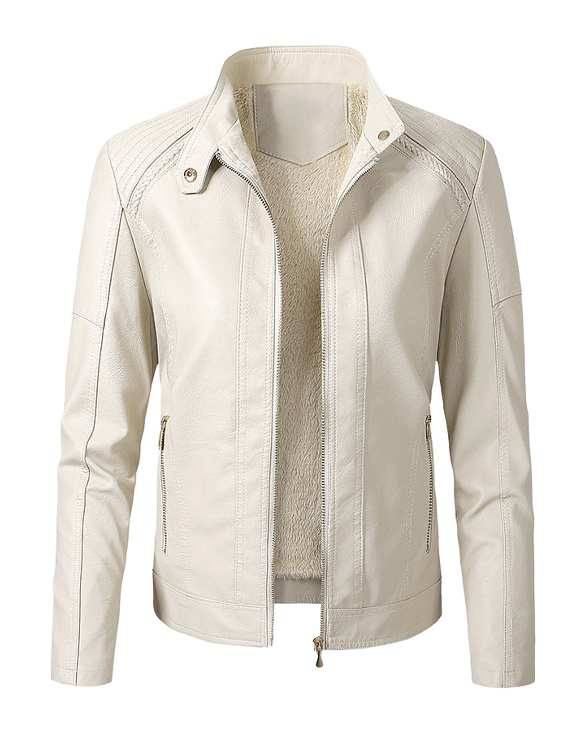 Long Sleeve Leather Jacket Pu Short photo 2