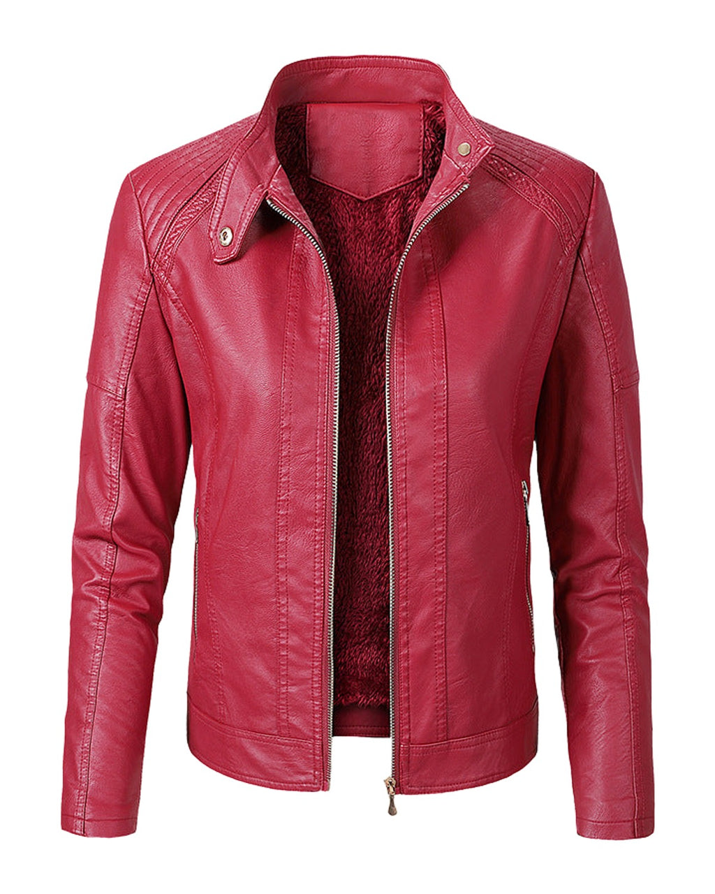 Long Sleeve Leather Jacket Pu Short photo 5