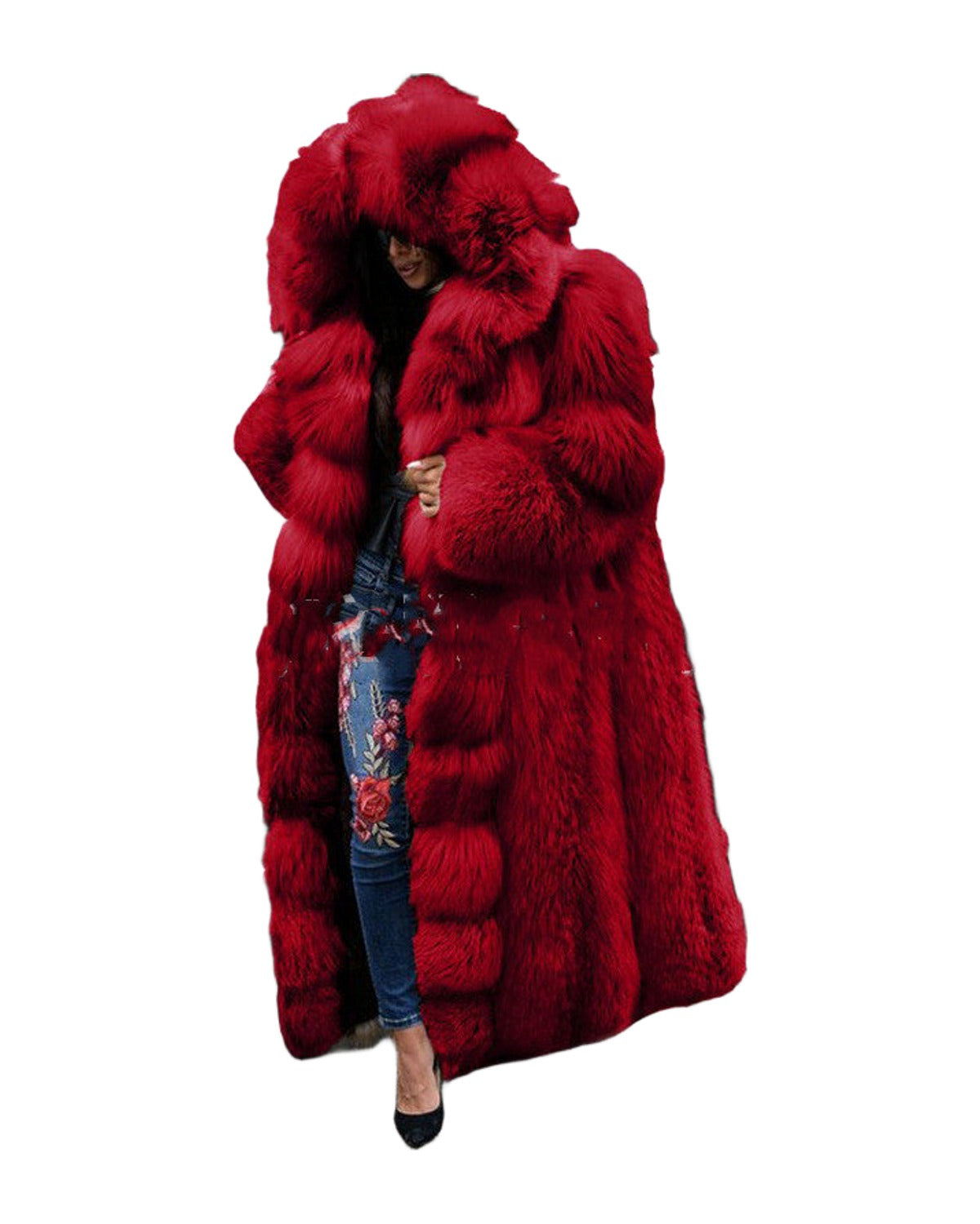 Faux Fur Coat Long Hooded Fur photo 1