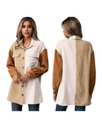 Single-breasted Long-sleeved Color-blocking Shirt Top photo 2