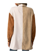 Single-breasted Long-sleeved Color-blocking Shirt Top photo 4