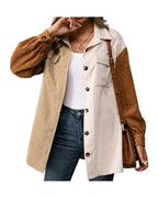Single-breasted Long-sleeved Color-blocking Shirt Top photo 5