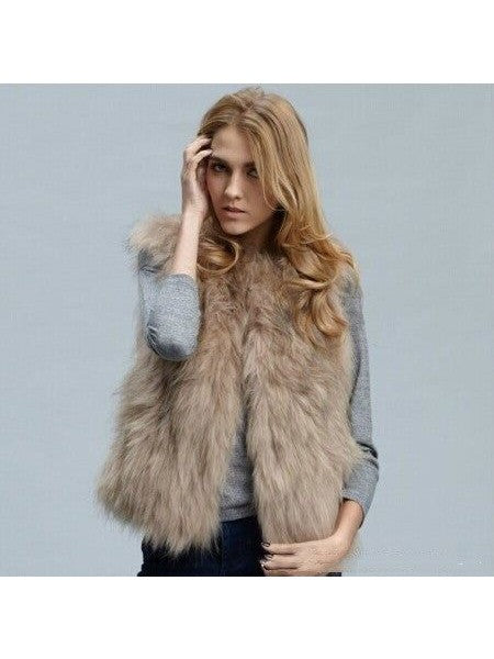 Faux Fox Fur Short Vest Jacket