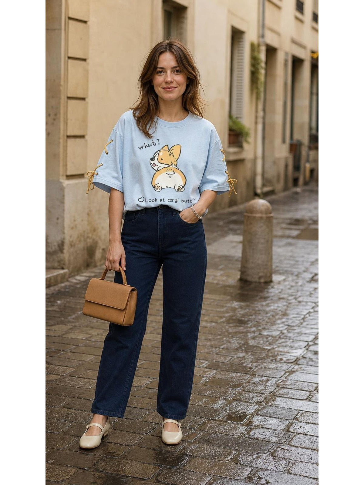 Cartoon Animal Print Short Sleeve worn by a model