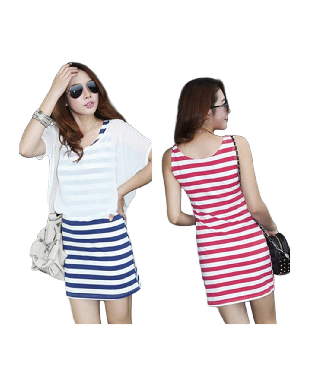 Striped Vest Dress Chiffon Blouse Cotton photo 1
