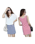 Striped Vest Dress Chiffon Blouse Cotton photo 1
