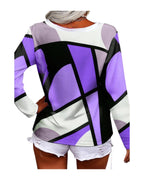 Long Sleeve Casual Loose V-neck Cross Geometric Print photo 2
