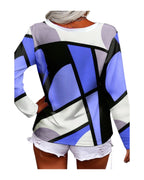 Long Sleeve Casual Loose V-neck Cross Geometric Print photo 7