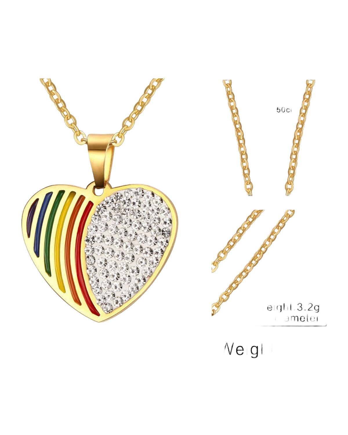 Lgbt Six-color Rainbow Titanium Steel Pendant Necklace photo 2